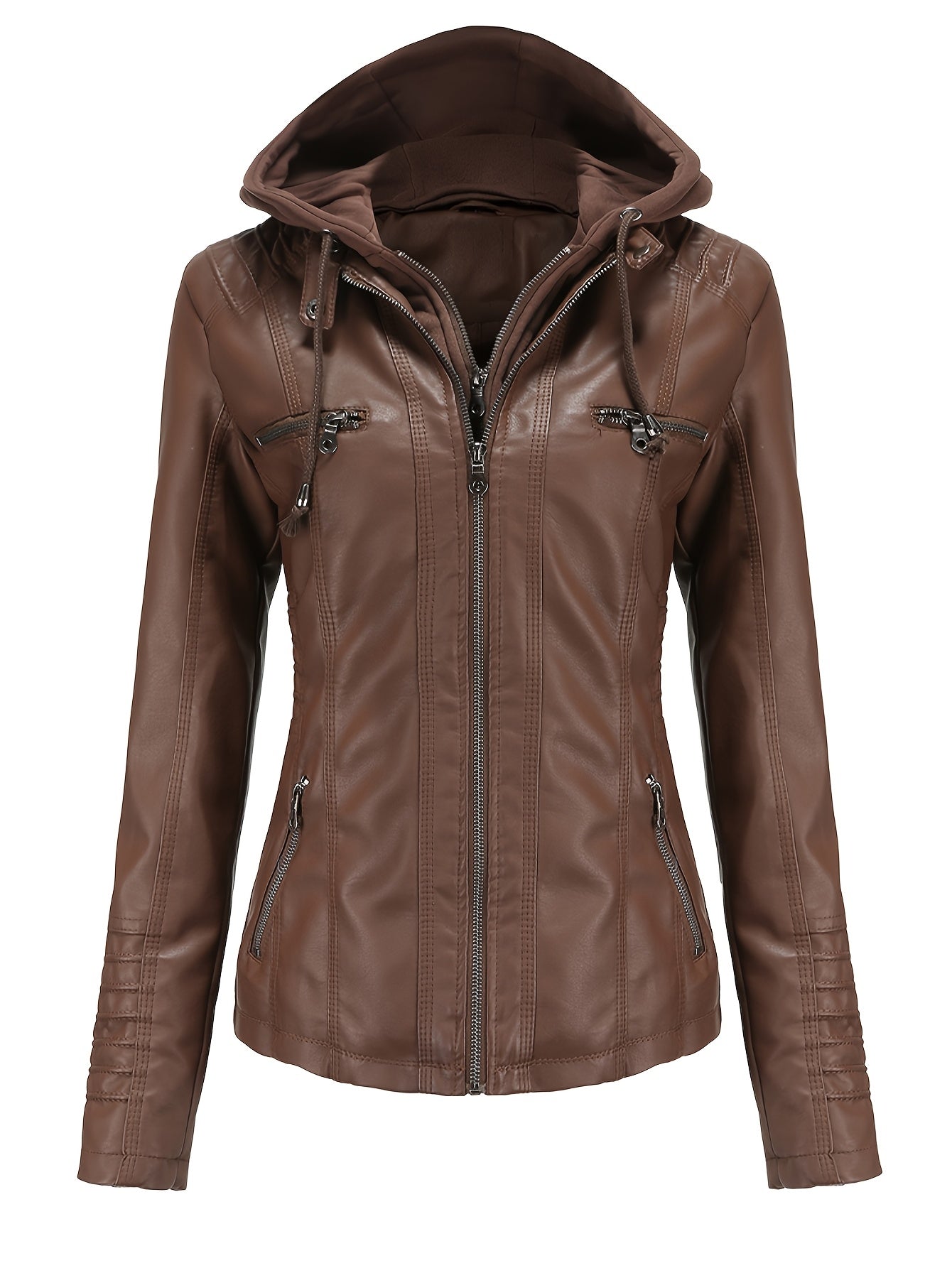 Faux Leather Jacket with a Refined Everyday Fit with Faux Leather Finish