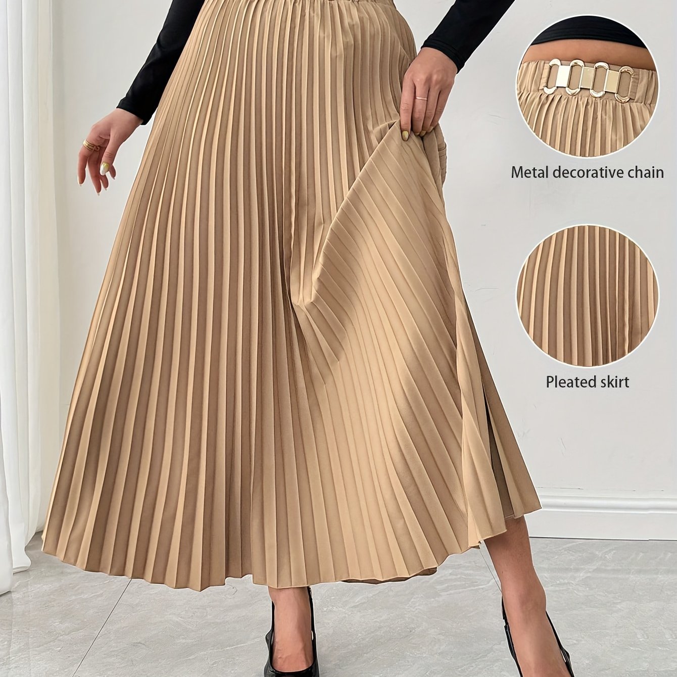 Pleated Skirt with a Refined Everyday Fit with Waist Belt