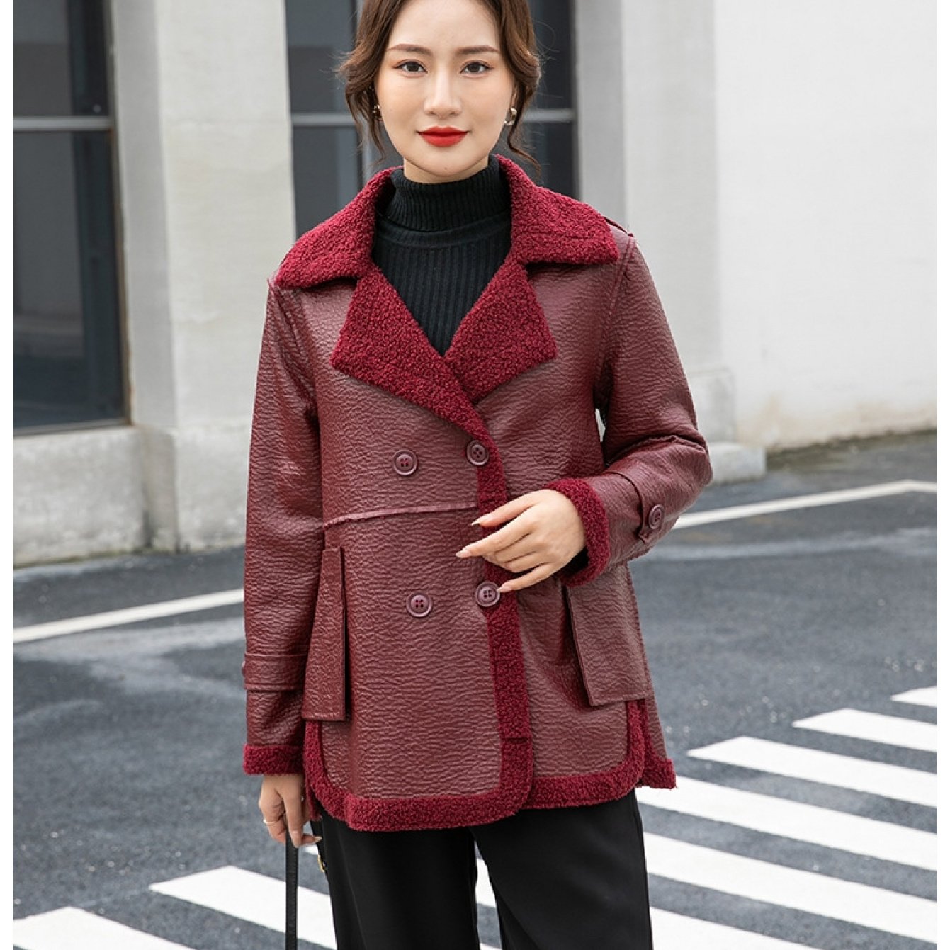 Faux Leather Jacket with a Refined Everyday Fit with Faux Leather Finish