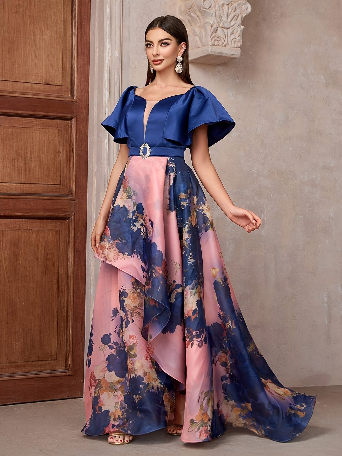 Formal Evening Gown for Polished Boutique Outfits with Floral Print