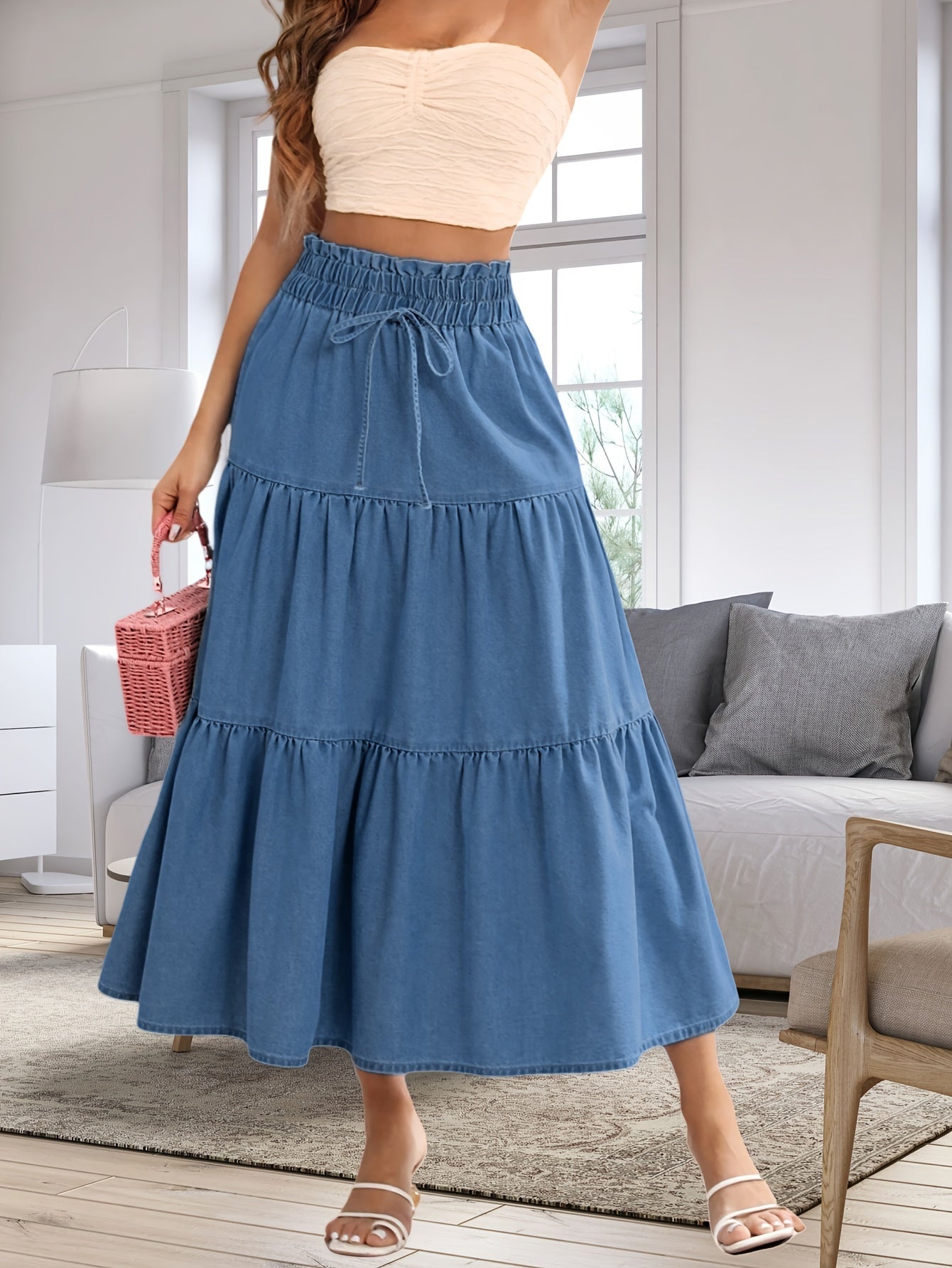 Denim Skirt for Polished Boutique Outfits with Denim Look