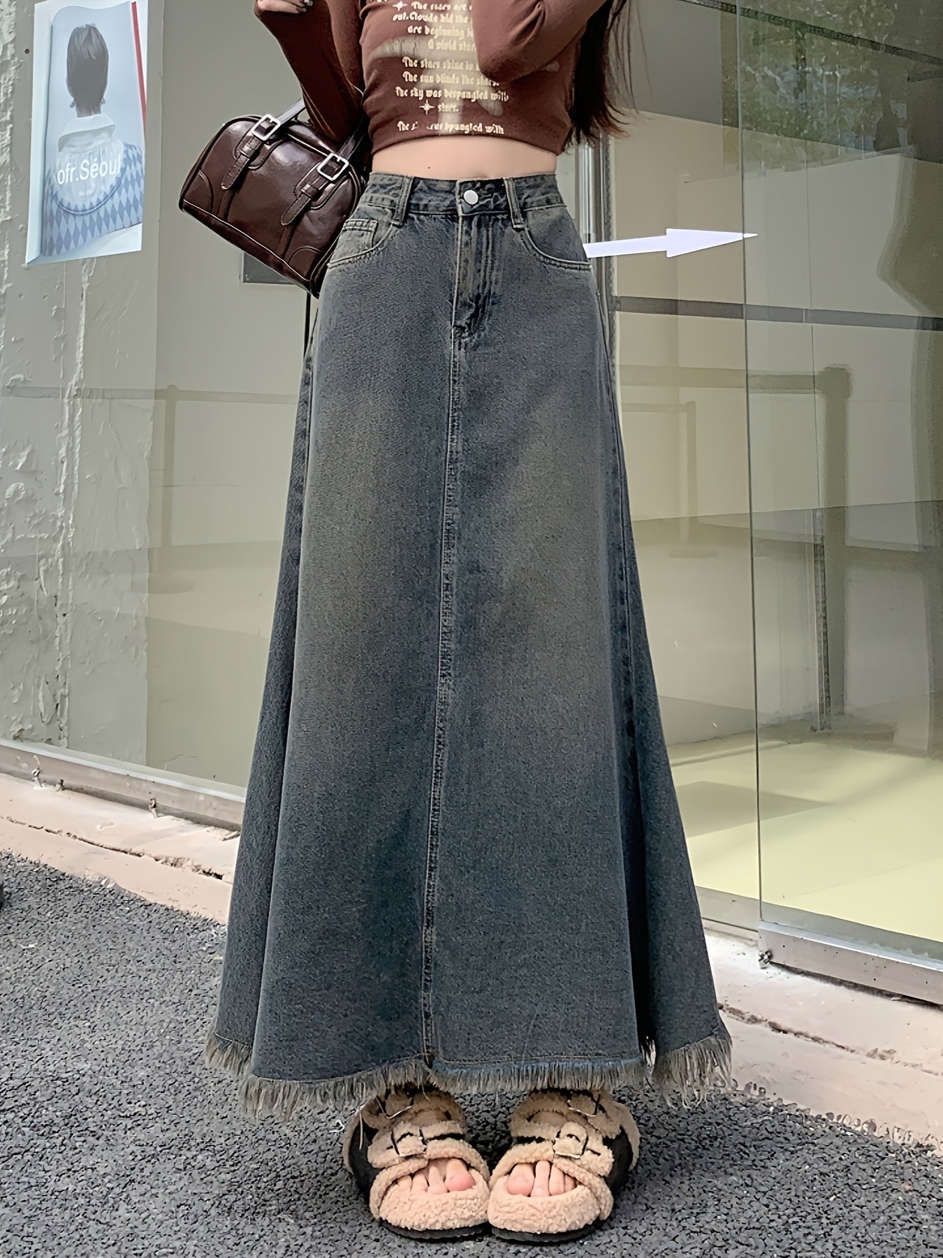 Denim Skirt for Polished Boutique Outfits with Denim Look