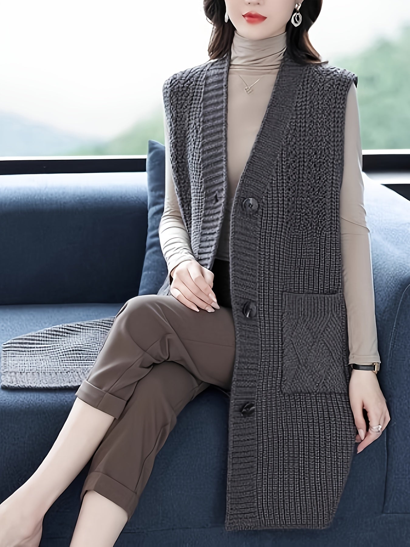 Boutique Button Front Vest for Easy Styling with Sleeveless Cut