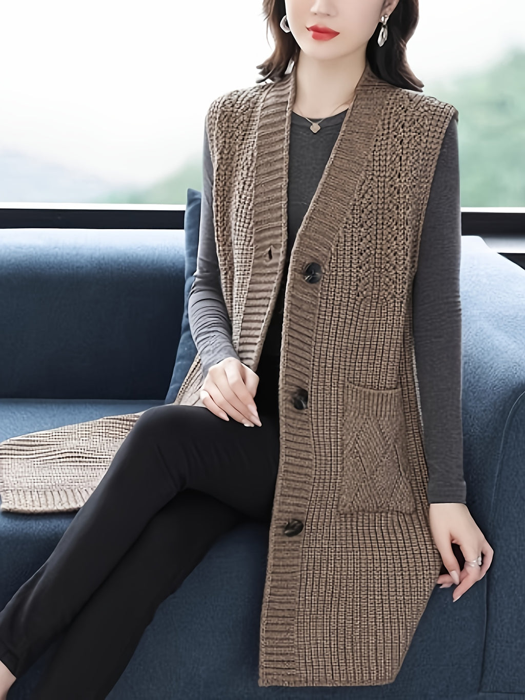 Boutique Button Front Vest for Easy Styling with Sleeveless Cut