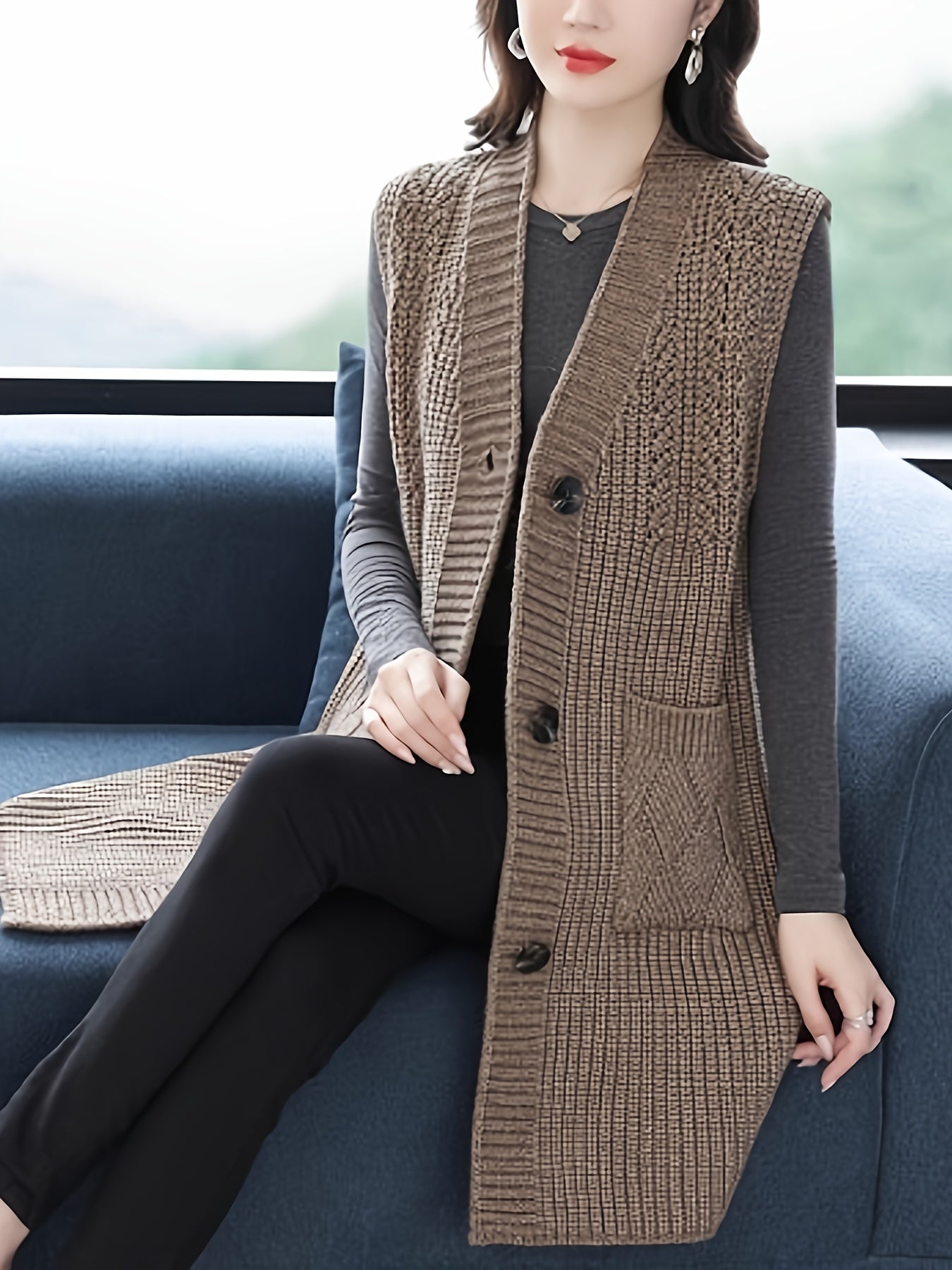 Boutique Button Front Vest for Easy Styling with Sleeveless Cut