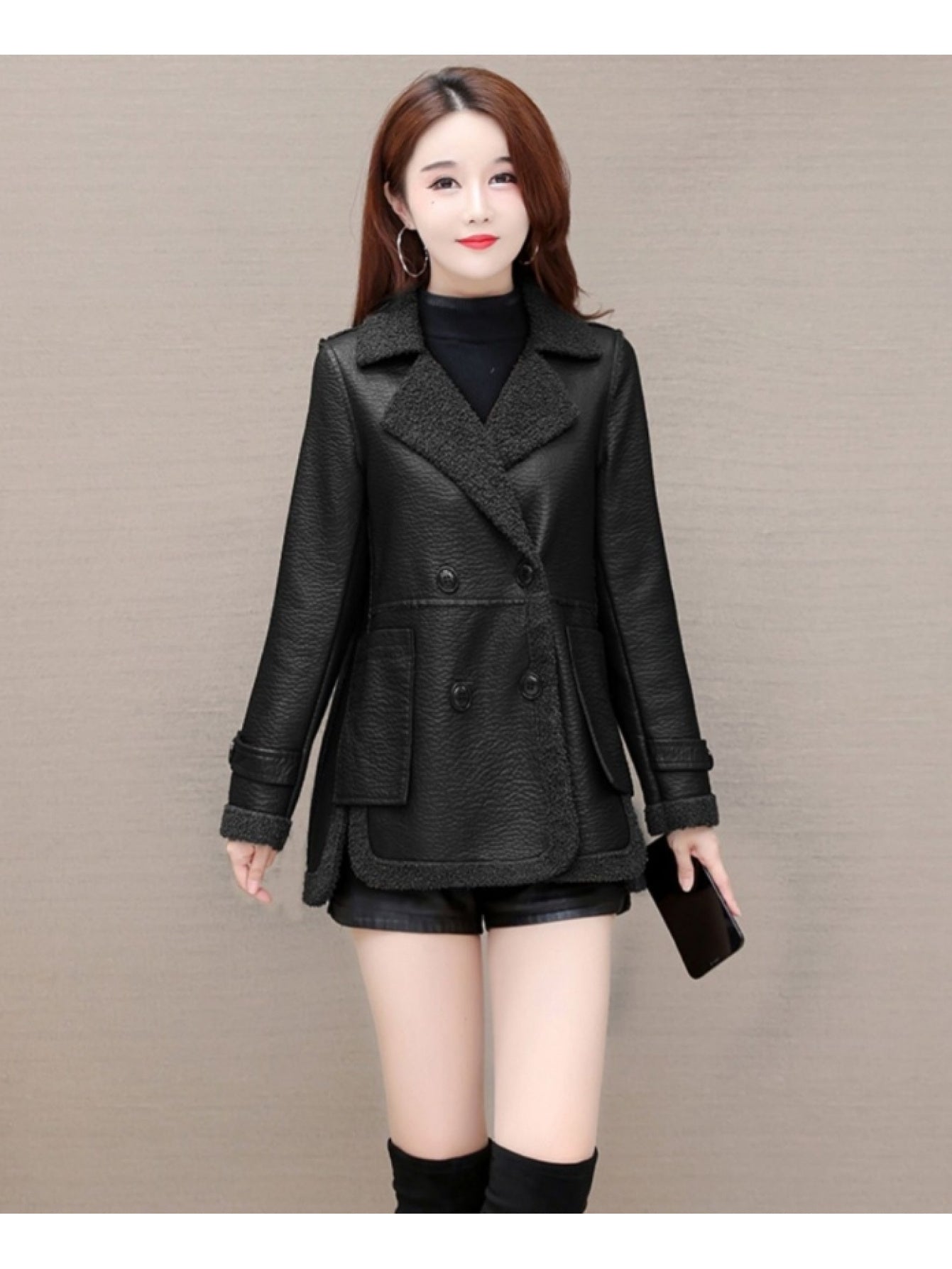 Faux Leather Jacket with a Refined Everyday Fit with Faux Leather Finish