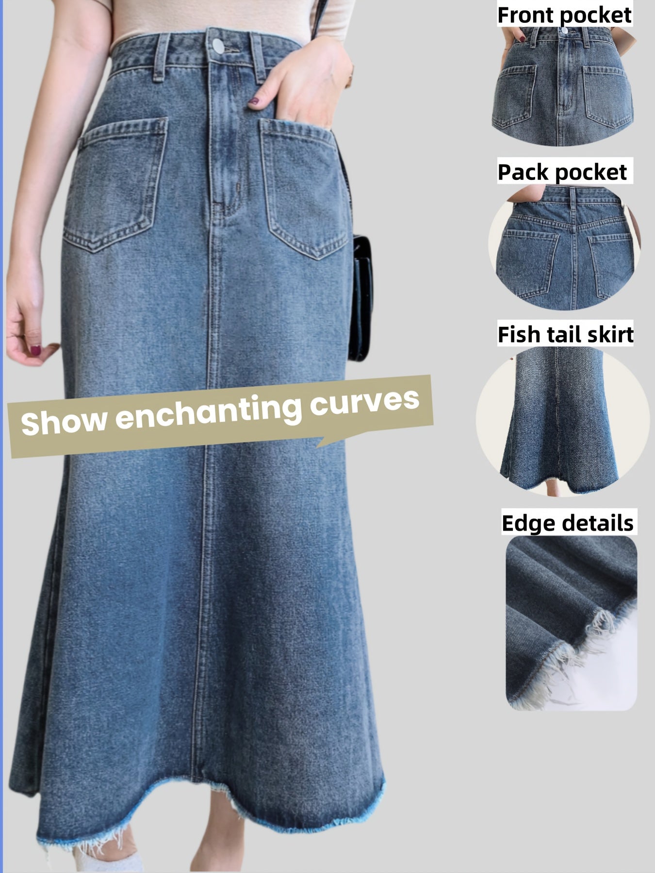 Denim Skirt with a Refined Everyday Fit with Denim Look