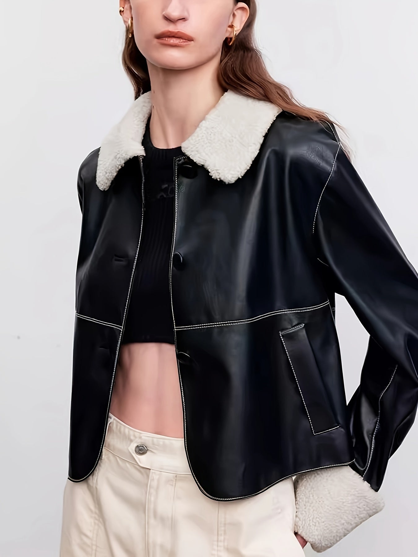 Boutique Faux Leather Jacket for Easy Styling with Faux Leather Finish