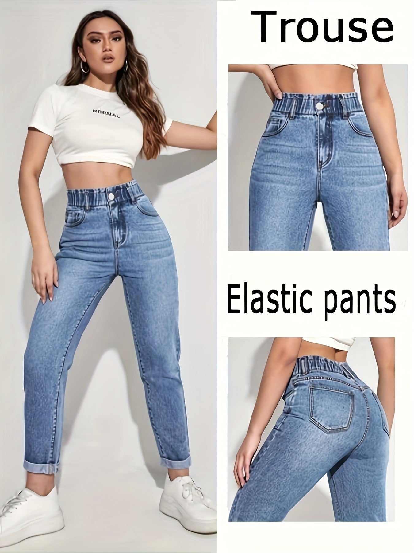 High-Waist Jeans with a Refined Everyday Fit with Denim Look