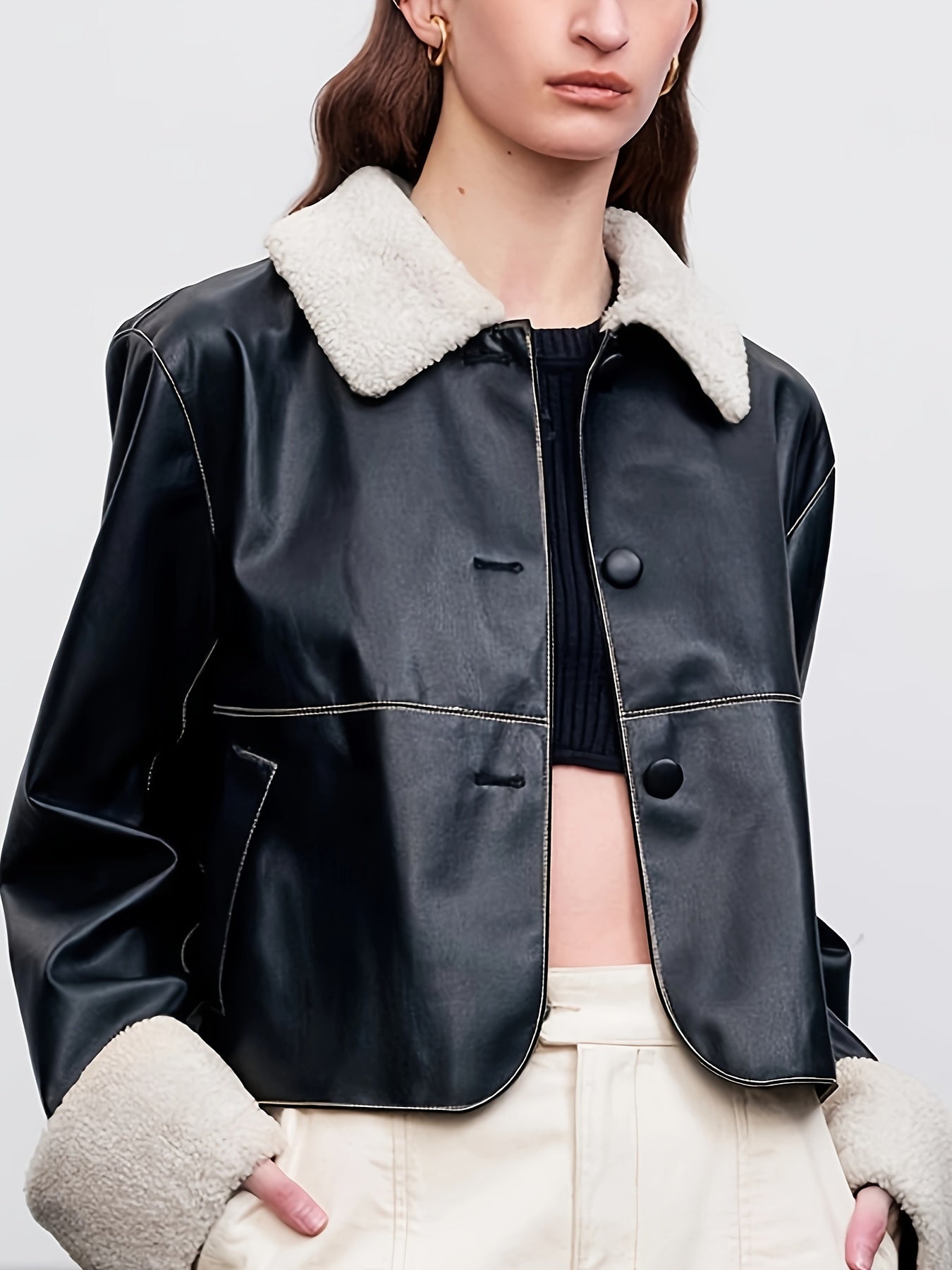 Boutique Faux Leather Jacket for Easy Styling with Faux Leather Finish