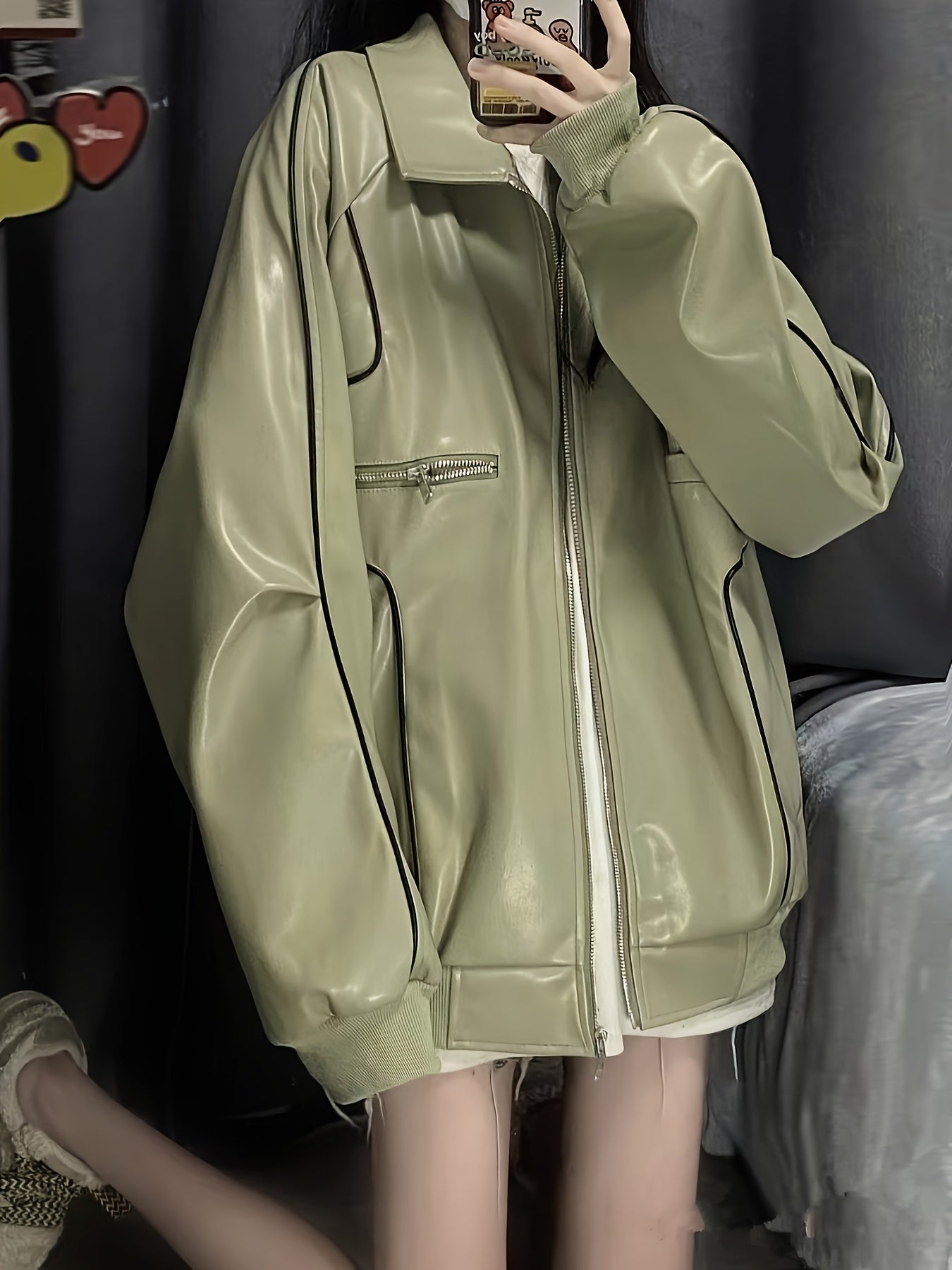 Faux Leather Moto Jacket with a Refined Everyday Fit