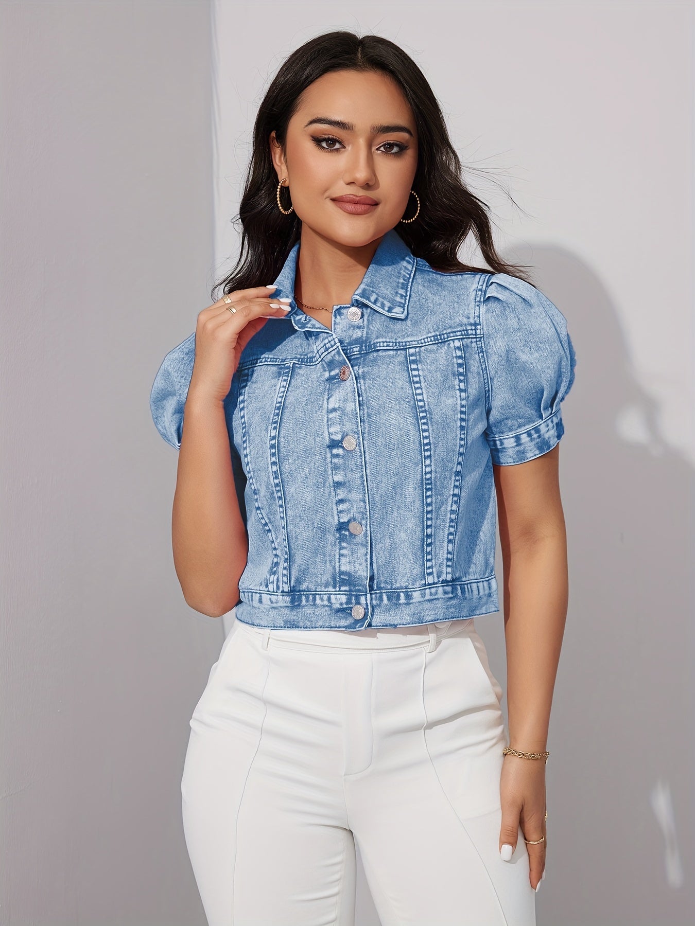 Denim Jacket with a Refined Everyday Fit with Denim Look