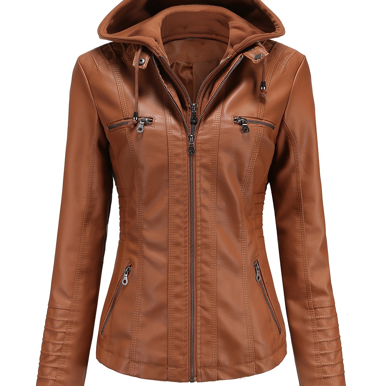 Faux Leather Jacket with a Refined Everyday Fit with Faux Leather Finish